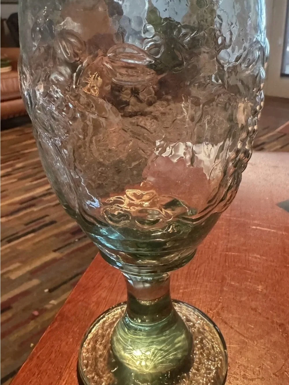 Libbey Set of  3 Orchard Fruit Spanish Green Pedestal Goblets Late 90's